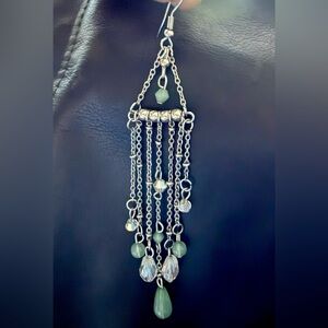 Elegant Silver and Green Dangle Earrings